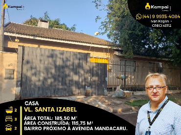 Casa para Venda em Maringá - PR, Vl Santa Izabel