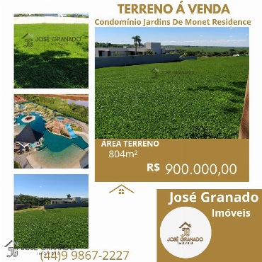 Terreno em Condomínio para Venda em Maringá - PR, Jardins de Monet Residence